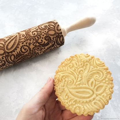 Wooden Embossing Rolling Pin