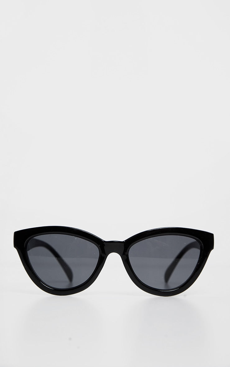 Black Shiny Oversized Cat Eye Frame Sunglasses