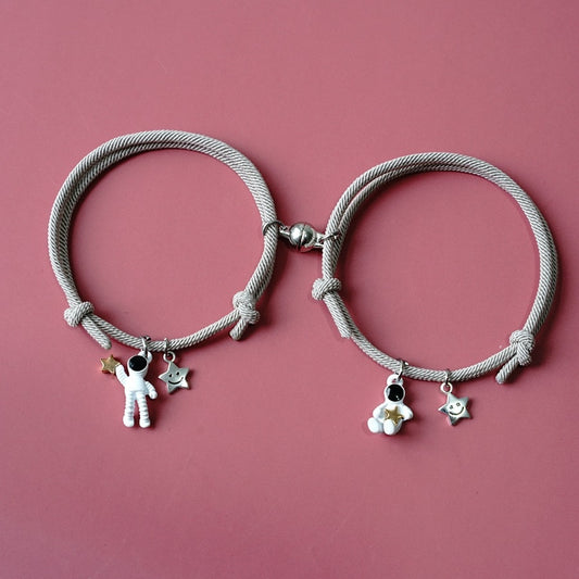 2Pcs/set Couple Bracelet Magnetic Attraction Charm Bracelet