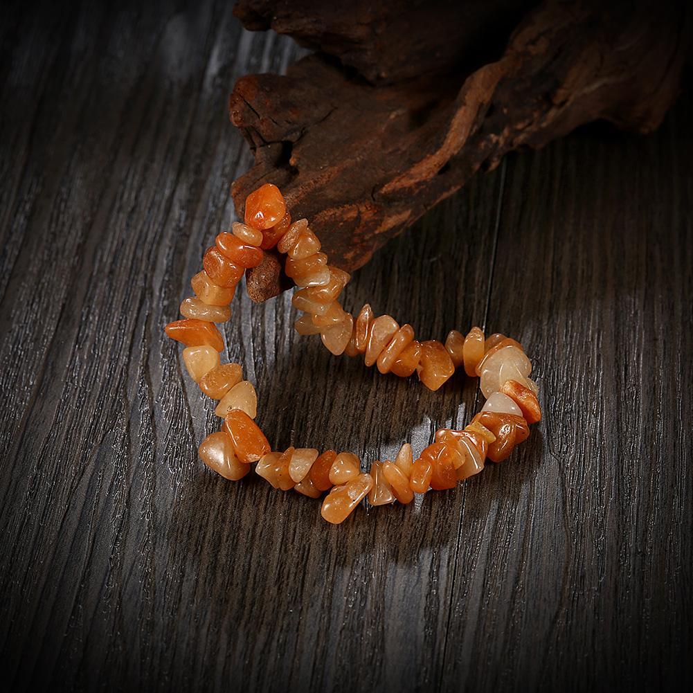 Orange Adjustable Natural Stone Bracelet in 18K White Gold Plated