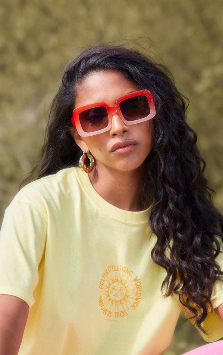 Orange Ombre Frame Square Sunglasses