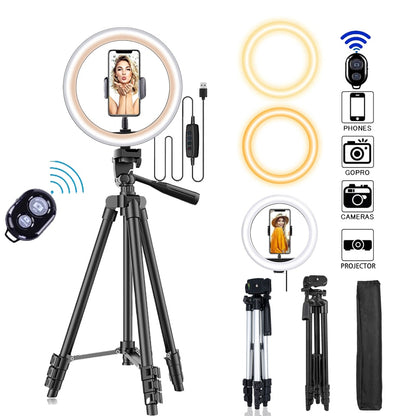 26cm Led Selfie Ring Light  Bluetooth Remote Lamp Photography Tripod Holder