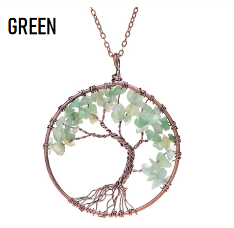 7 Chakra Tree Of Life Pendant Necklace in Copper