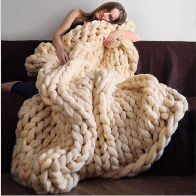 Chunky Knitted Wool Blanket