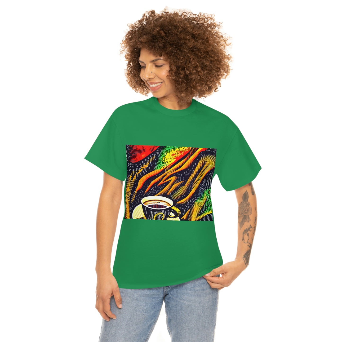 Abstract Coffee- Unisex Heavy Cotton Tee