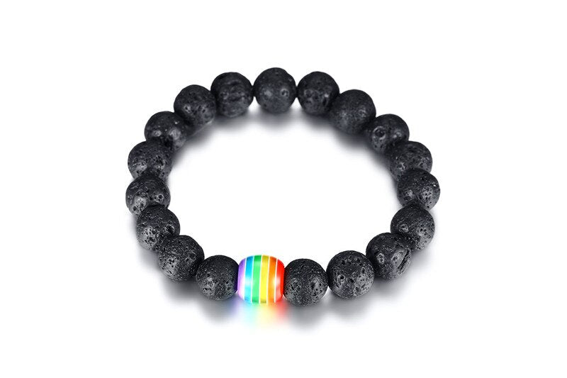 Lavaperlen Regenbogen Armband Naturstein 