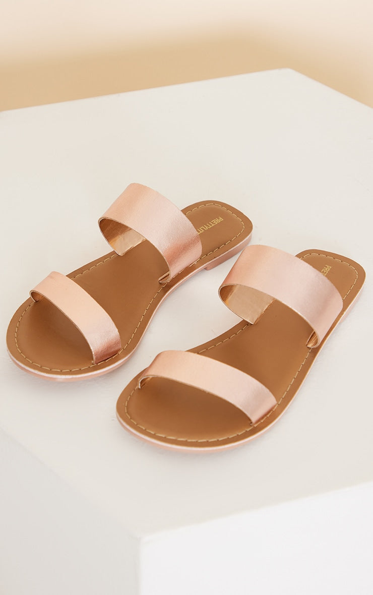 Real Leather  Rose Gold Basic Sandal