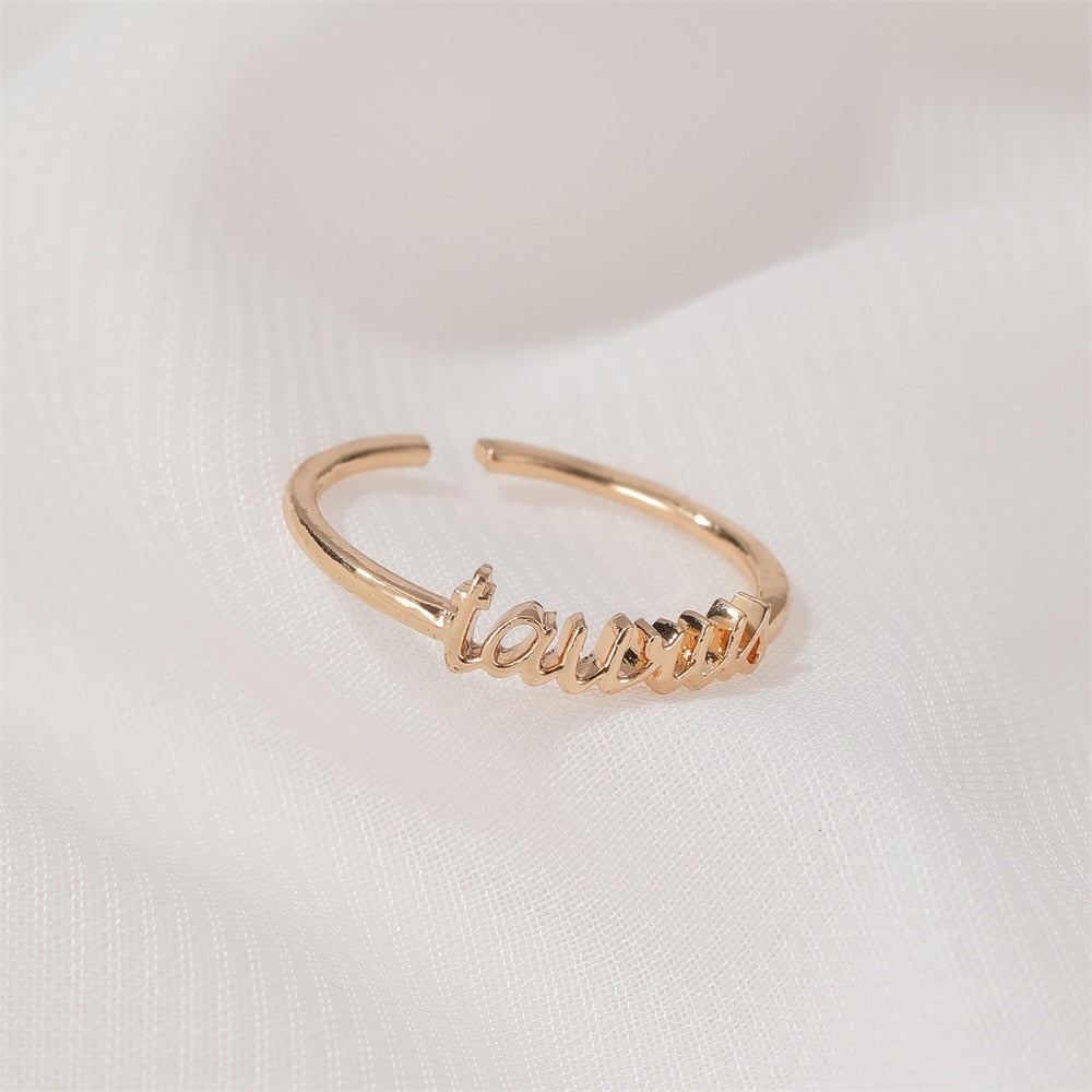 Thin Open Gold Zodiac Rings