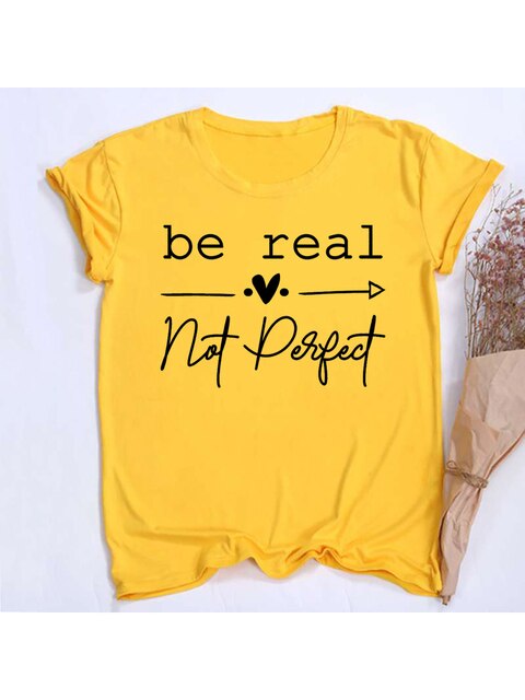 Kindness Shirt Tops für Frauen Be Real Not Perfect T-Shirt Kurzarm Inspirierende und selbstliebende Damen-Grafik-Shirts Kleidung 