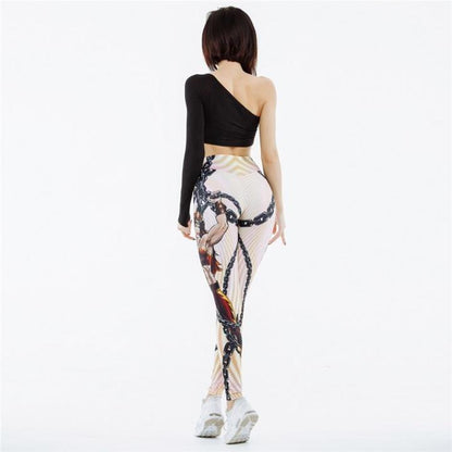 V-Taper Power She Warrior Print Push Up Fitness Leggings