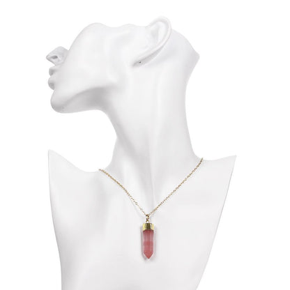 Natural Rose Quartz Natural Stone Necklace in 18K Gold Plated