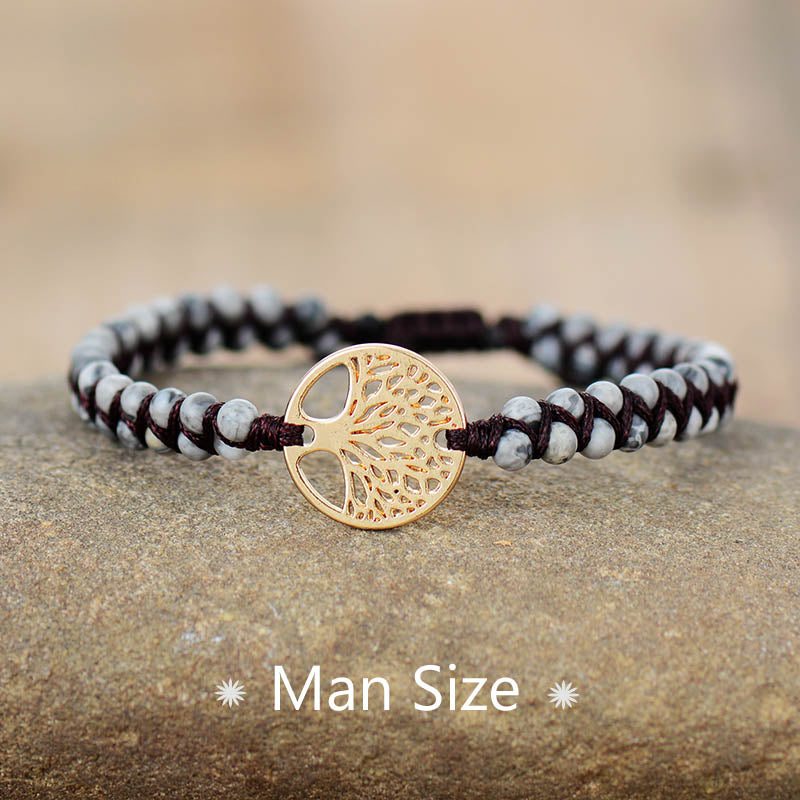 Tree Charm Bracelets African Japser String Braided Bracelets Yoga Friendship Lover Bracelet