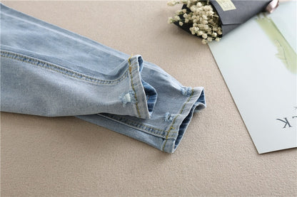 Embroidery Flower Denim Maternity Jeans