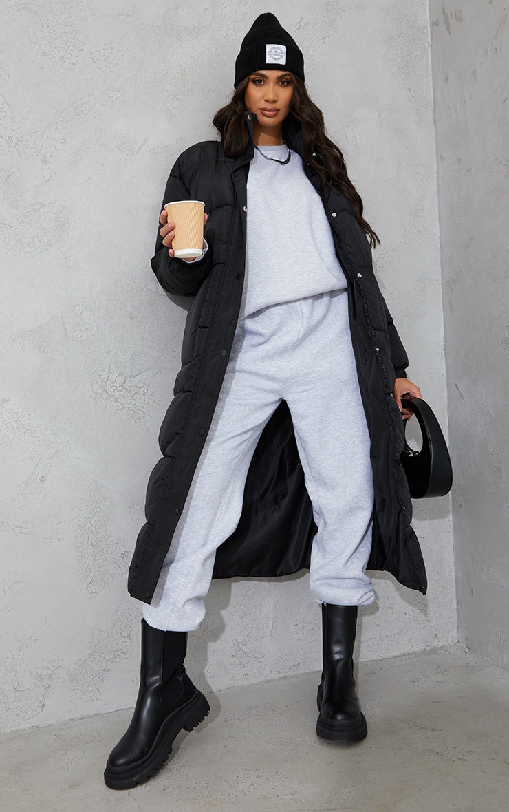 Tall Black Long Puffer Coat