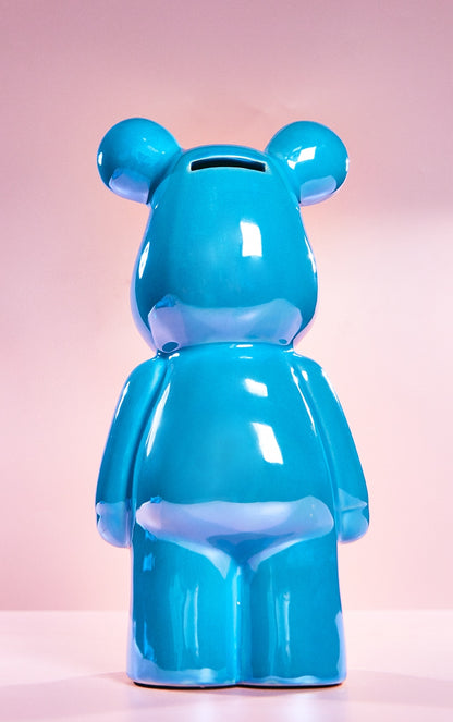 Large Blue Heart Gloss Bear Ornament 28cm