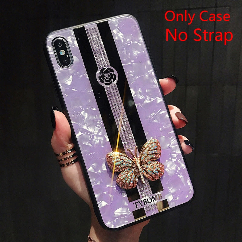 ONEPLANT Luxury Creative Mirror Fashion 3D Inlaid butterfly Phone Case