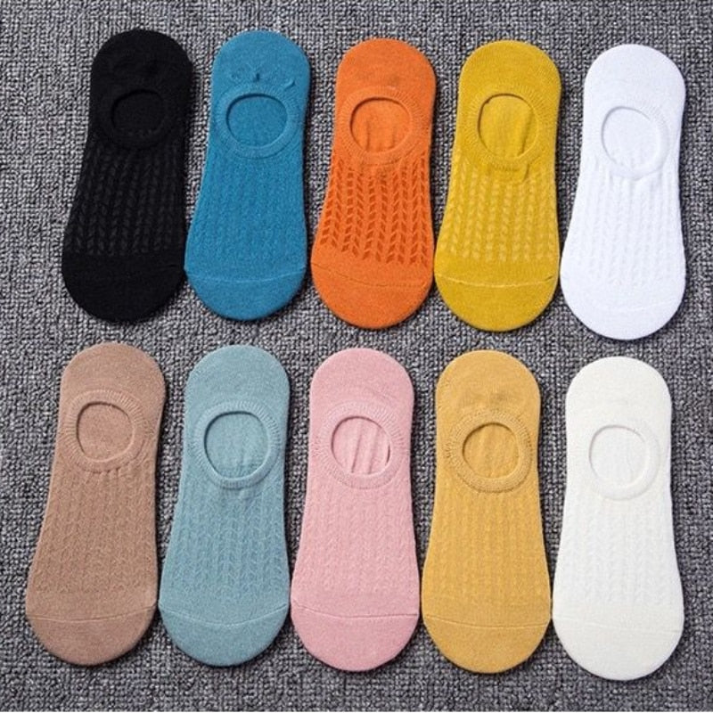 5pair Women Invisible Boat Socks Summer Mujer Silicone Non-slip Chaussette Ankle Low Female Cotton Show Breathable Calcetines