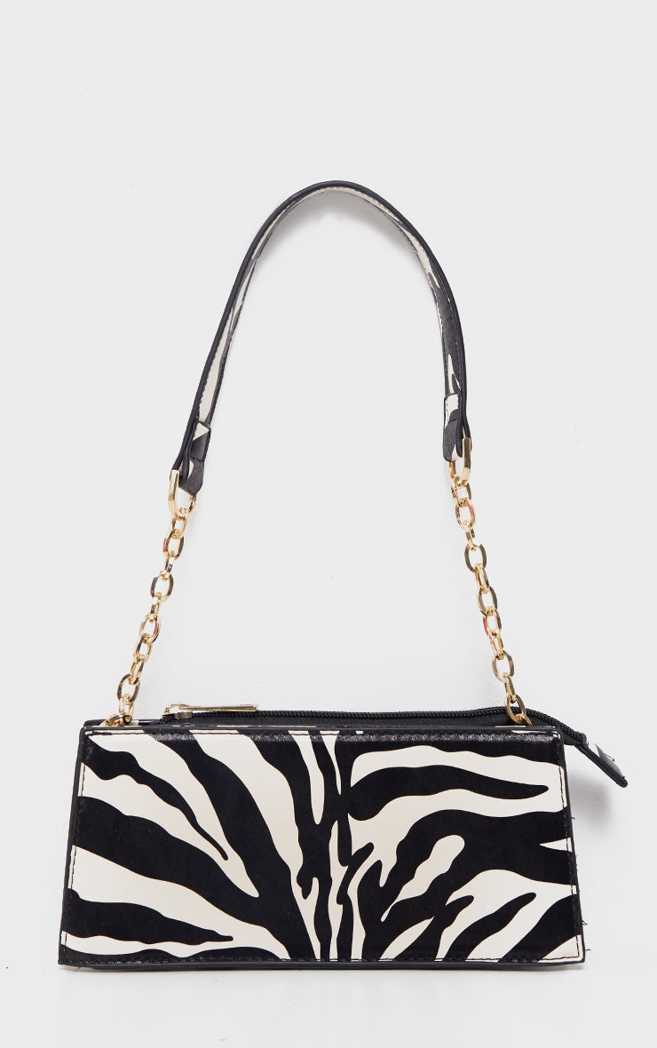 Zebra Chain Handle 90s Shoulder Bag