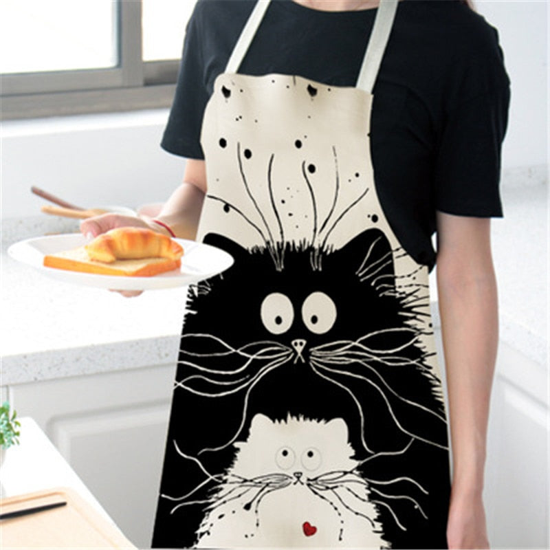 Cute Cat Print Cooking Kitchen Apron