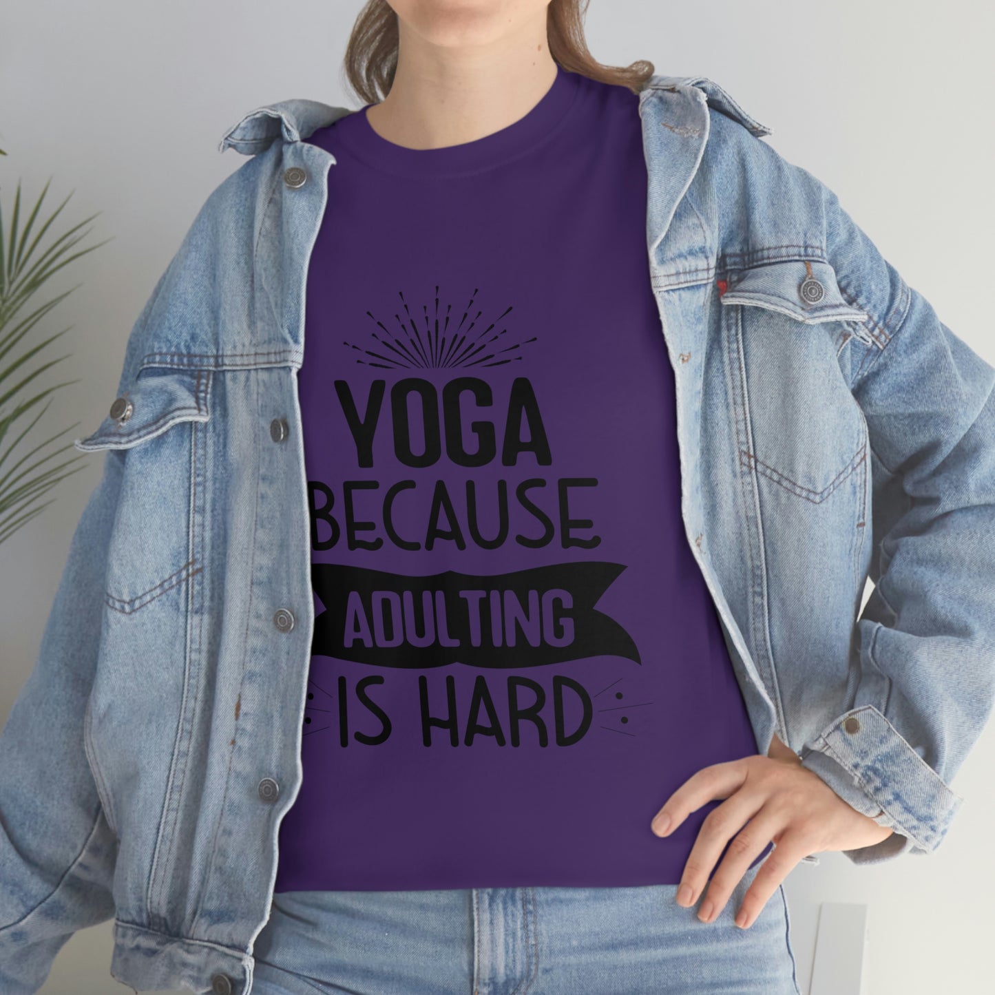 Yoga because adulting is hard - Unisex Heavy Cotton Tee