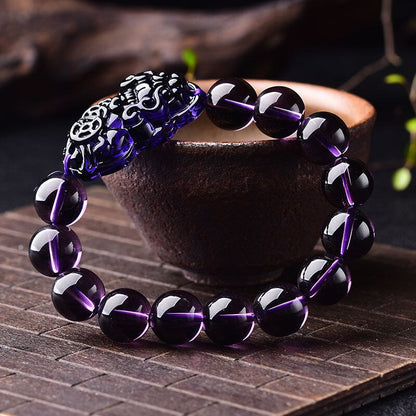 Armband aus Naturstein-Amethyst-Perlen