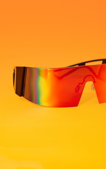 Multi Mirrored Wrap Around Visor Sunglasses