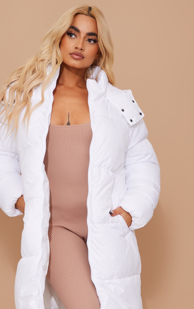 Petite White Long Puffer Coat