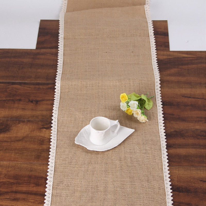 Jute Table Runner -Vintage Burlap Lace