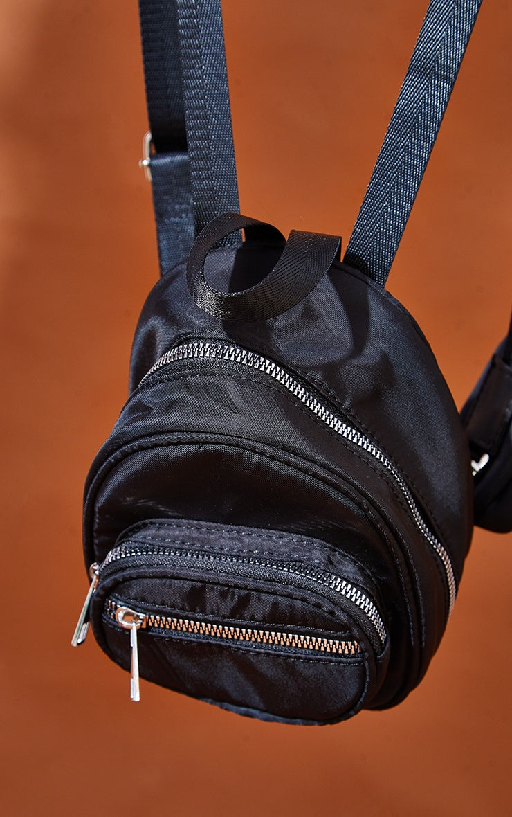 Black Nylon Multipocket Backpack