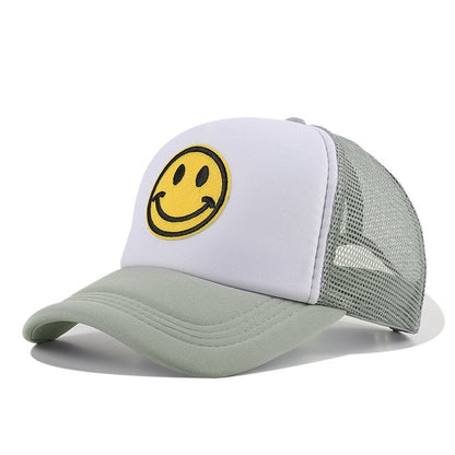 Smile Face Embroidery Baseball Caps Kpop Black Cotton Adjustable Snapback Funny Hip Hop Cap Autumn Sun Dad Hats for Mens