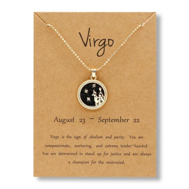 12 Horoscope Zodiac Sign Gold Pendant Necklace