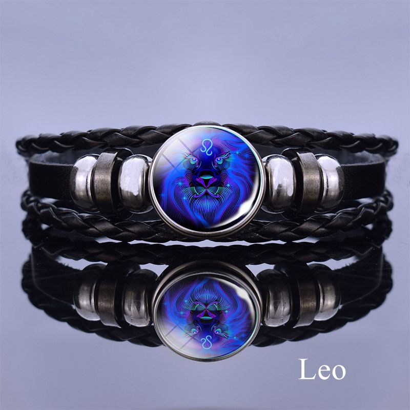 12 Zodiac Signs Constellation Charm Bracelet Men Women Fashion Multilayer Weave leather Bracelet & Bangle