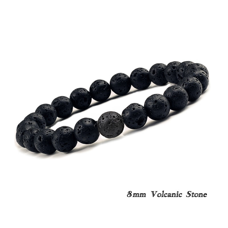 6mm 8mm 10mm Natural Volcanic Stone Beads Bracelets -Black Lava