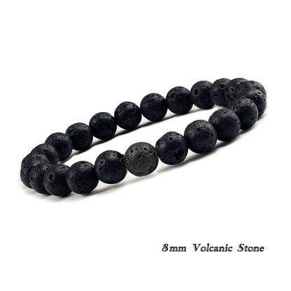 6mm 8mm 10mm Natural Volcanic Stone Beads Bracelets -Black Lava