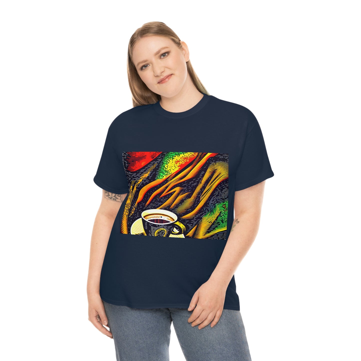 Abstract Coffee- Unisex Heavy Cotton Tee