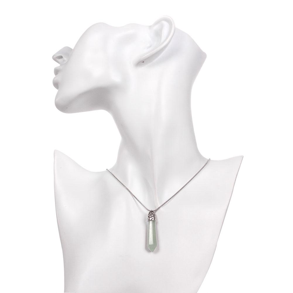 Green Aventurine Natural Stone Necklace in 18K White Gold Plated