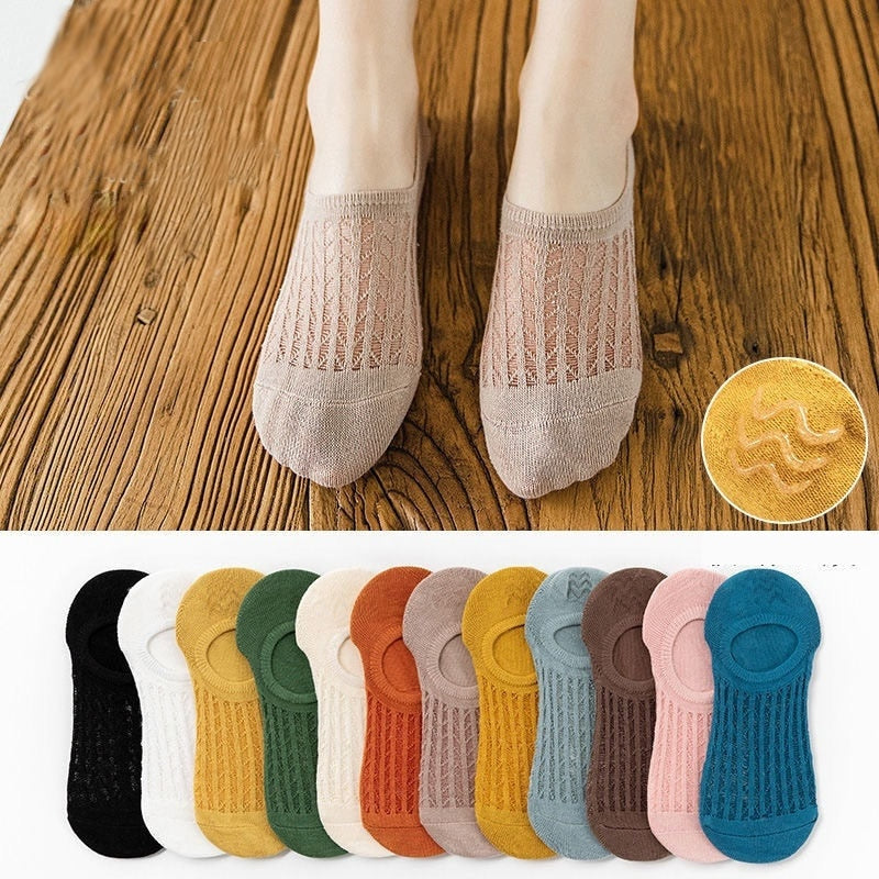 5 paar Frauen Unsichtbare Boot Socken Sommer Mujer Silikon Non-slip Chaussette Ankle Niedrigen Weiblichen Baumwolle Zeigen Atmungsaktive Calcetines 