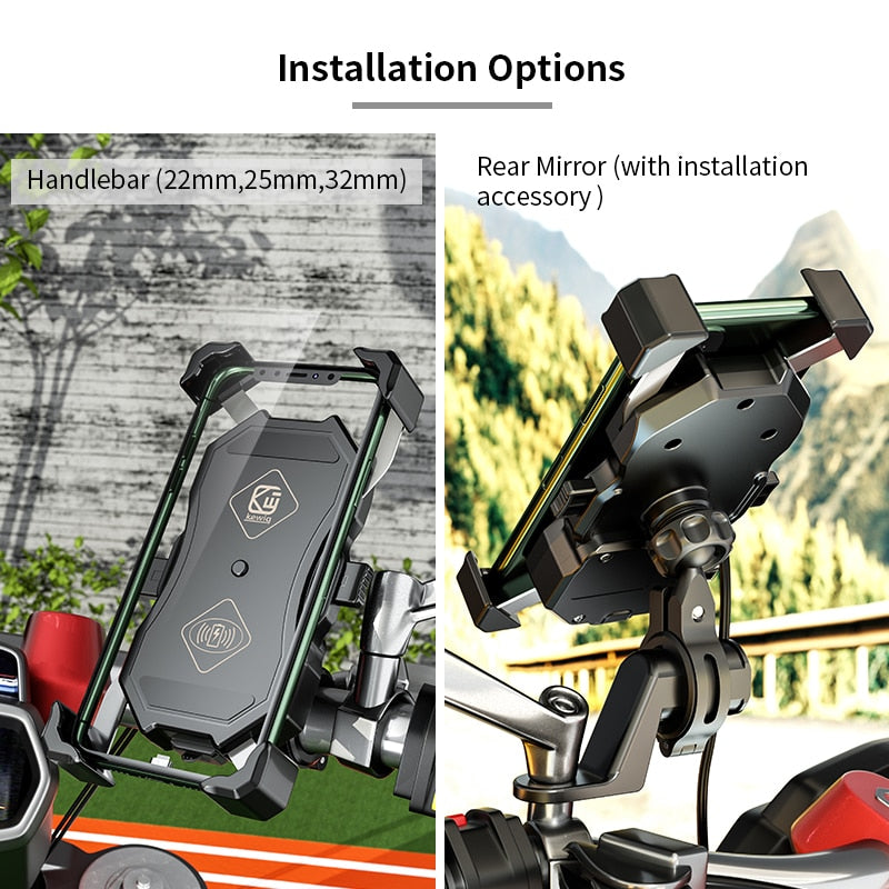 Motorcycle/Bike Phone Holder with Wireless Fast Charging