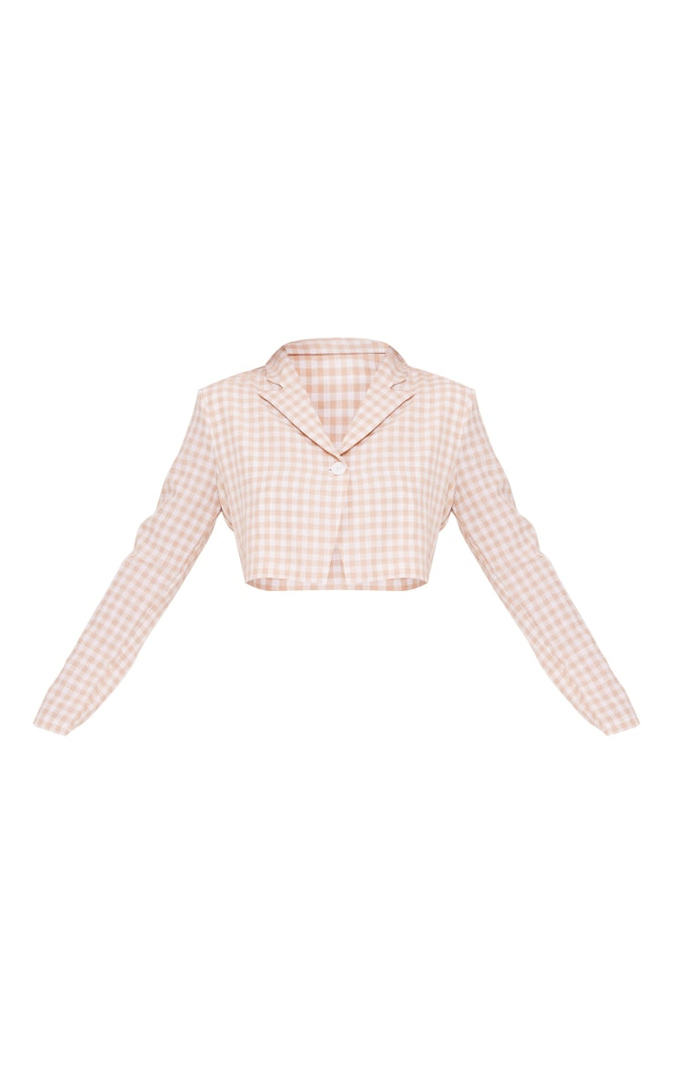 Pink Gingham Cropped Blazer