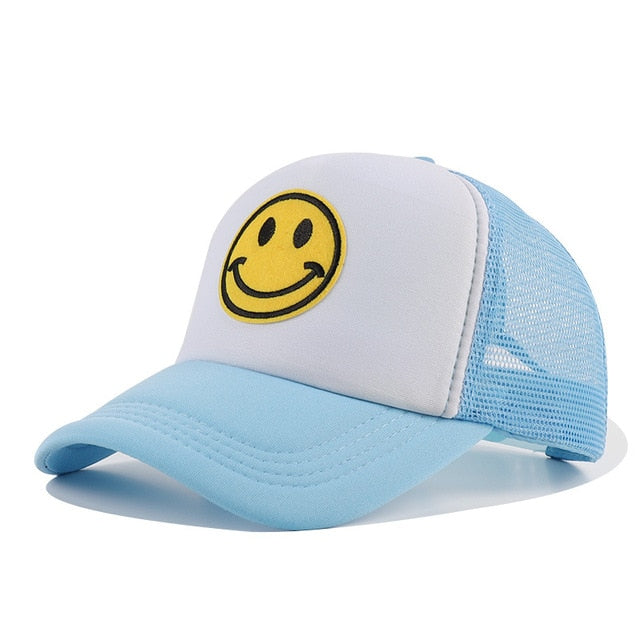 Smile Face Embroidery Baseball Caps Kpop Black Cotton Adjustable Snapback Funny Hip Hop Cap Autumn Sun Dad Hats for Mens