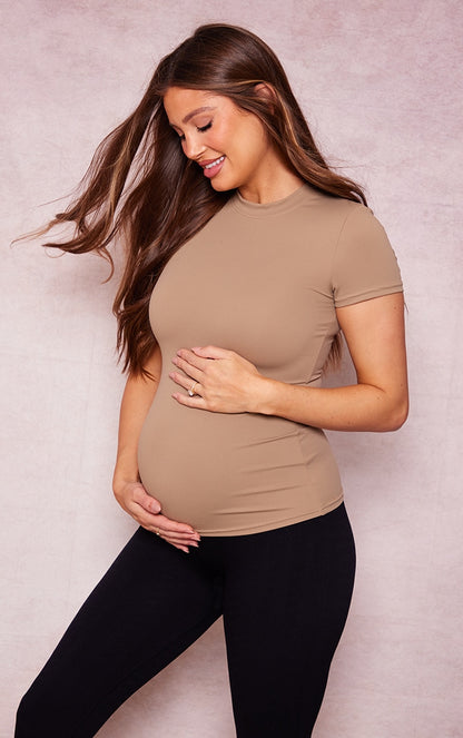 Maternity Pale Sage Green Short Sleeve Sculpt Luxe Top