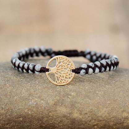 Tree Charm Bracelets African Japser String Braided Bracelets Yoga Friendship Lover Bracelet