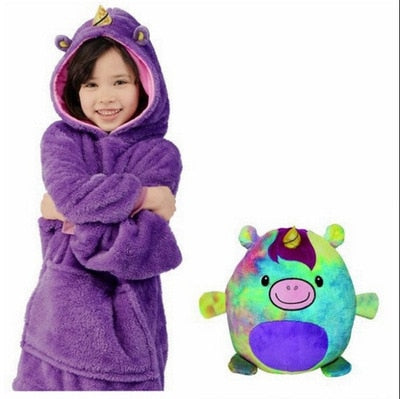 2 in 1 Kids Pet Blanket turns to Hoodie -Soft Plush