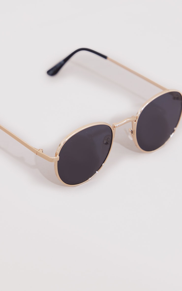 Black Rounded Lens Retro Sunglasses