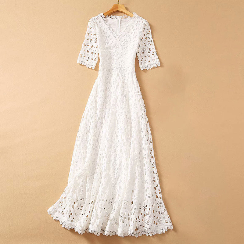 Elegant White Lace Dress