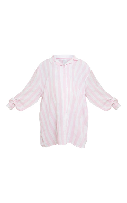 Maternity Pink Oversized Stripe Night Shirt