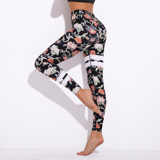 Striped Floral Push Up Leggings