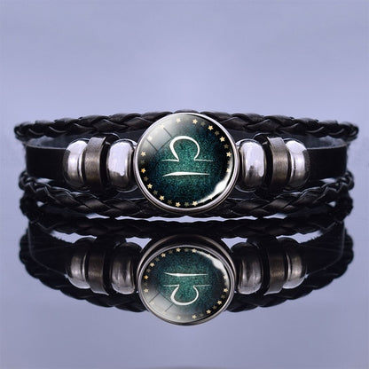 12 Zodiac Signs Constellation Charm Bracelet Men Women Fashion Multilayer Weave leather Bracelet & Bangle