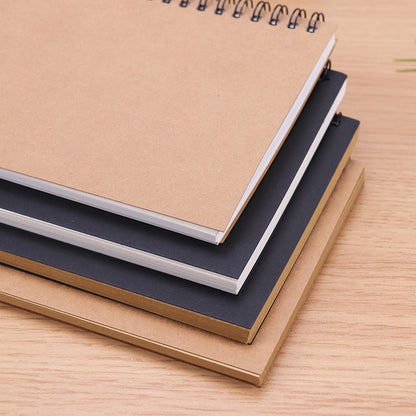 Retro Spiral Coil Sketchbook Kraft Paper Notebook Sketch Painting Diary Journal Student Note Pad Book Memo Sketch Pad