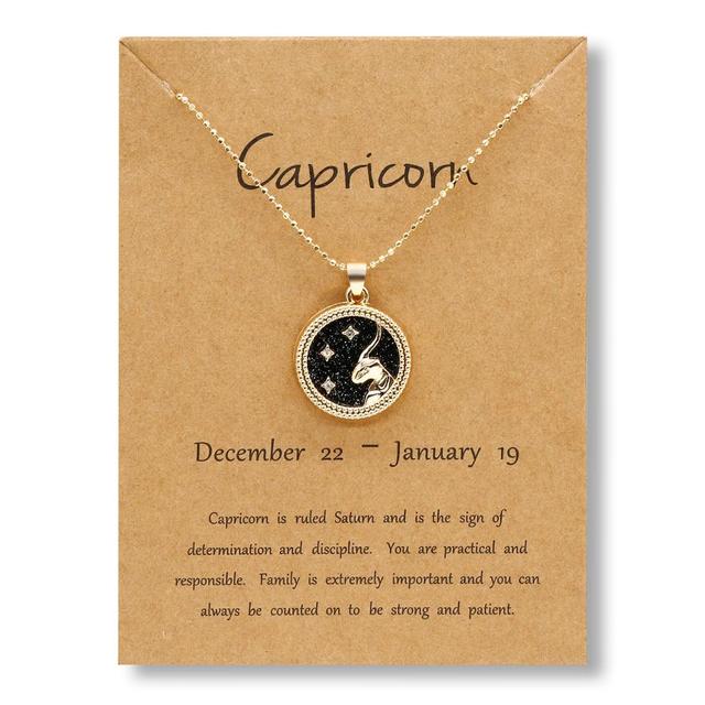 12 Horoscope Zodiac Sign Gold Pendant Necklace